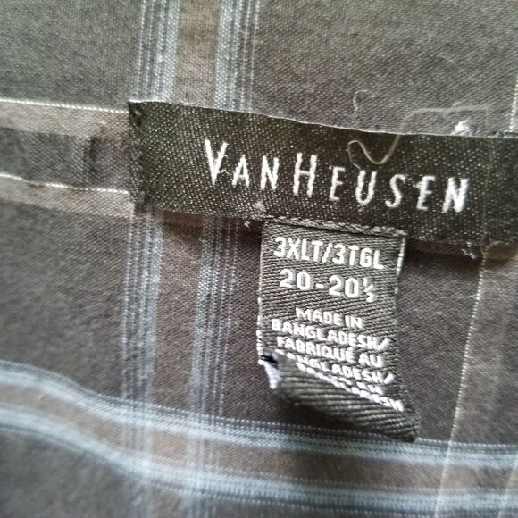 Van Heusen short sleeve button down Shirt 3xlt 20-20 1\2 blue plaid - Picture 2 of 6